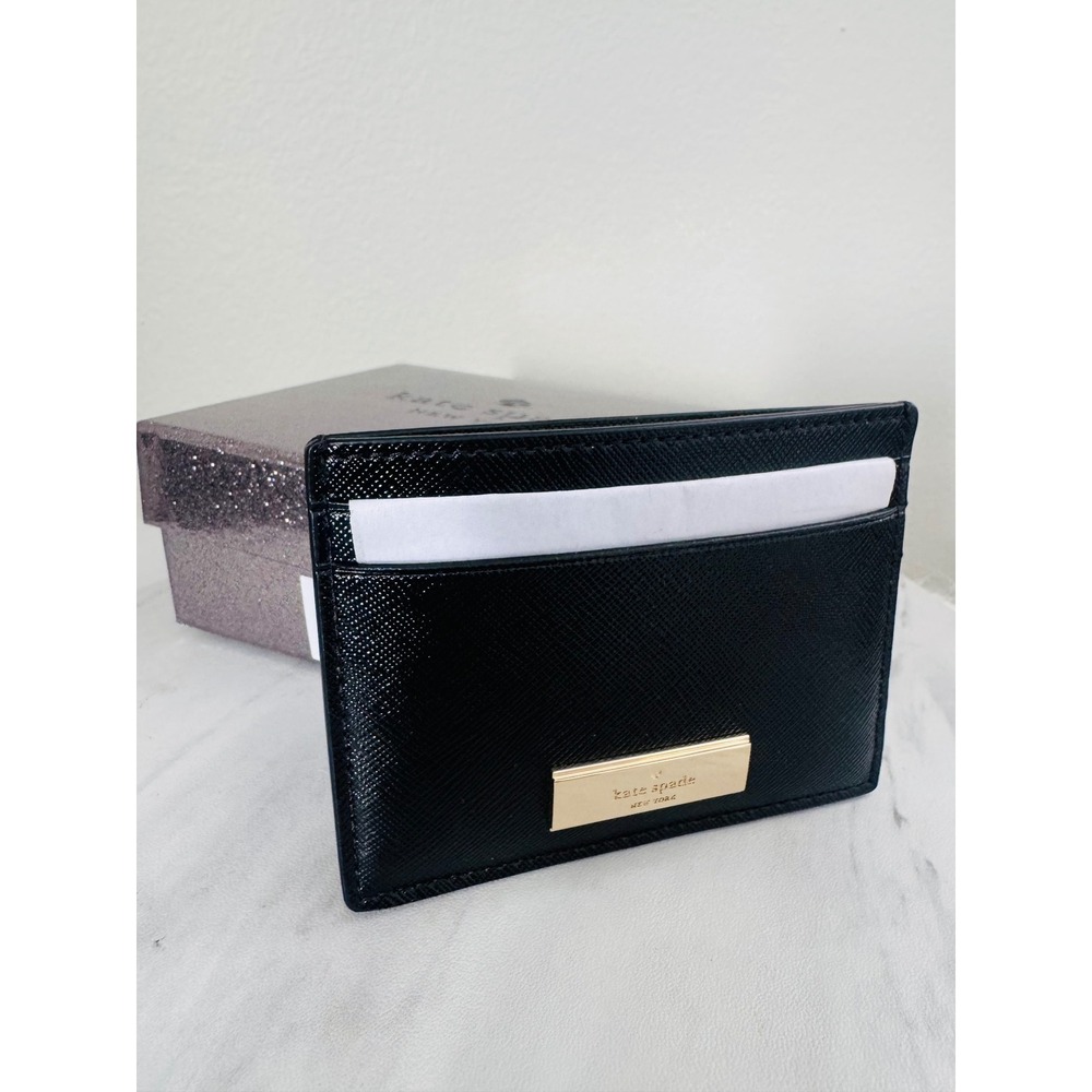 Kate Spade Kenzie Card‎ Case, Slim Chic, Designer, Black Leather, NWT - Picture 9 of 12
